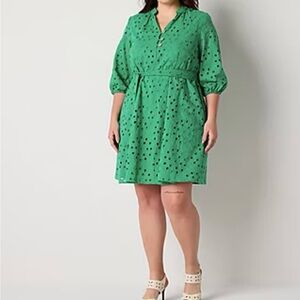 Ronni Nicole Green Eyelet Dress